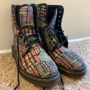 Dr Martens Vintage Floral Made in England Canvas Lace Up Boots Size 7.5